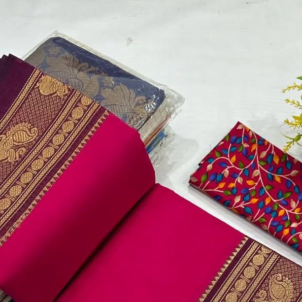 Rani Pink Chettinad Cotton — Kalamkari Blouse